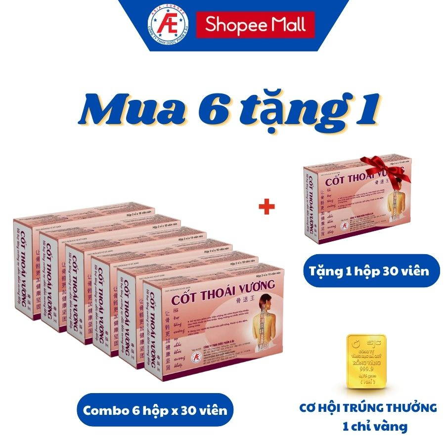 Combo 6 hộp Cốt Thoái Vương (3 vỉ x 10 viên) tặng 1 hộp 30 viên giúp cột sống khỏe mạnh hơn