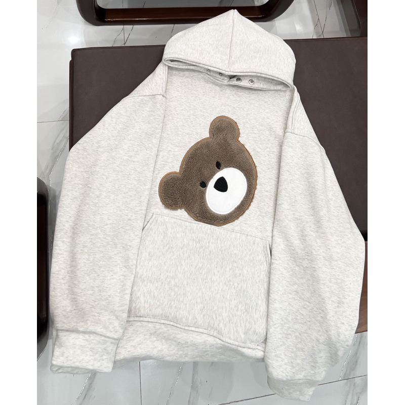 Áo hoodie nam nữ Gấu Lông thêu unisex cặp đôi nỉ ngoại cotton form rộng có mũ xám đen dày oversize DNN | BigBuy360 - bigbuy360.vn