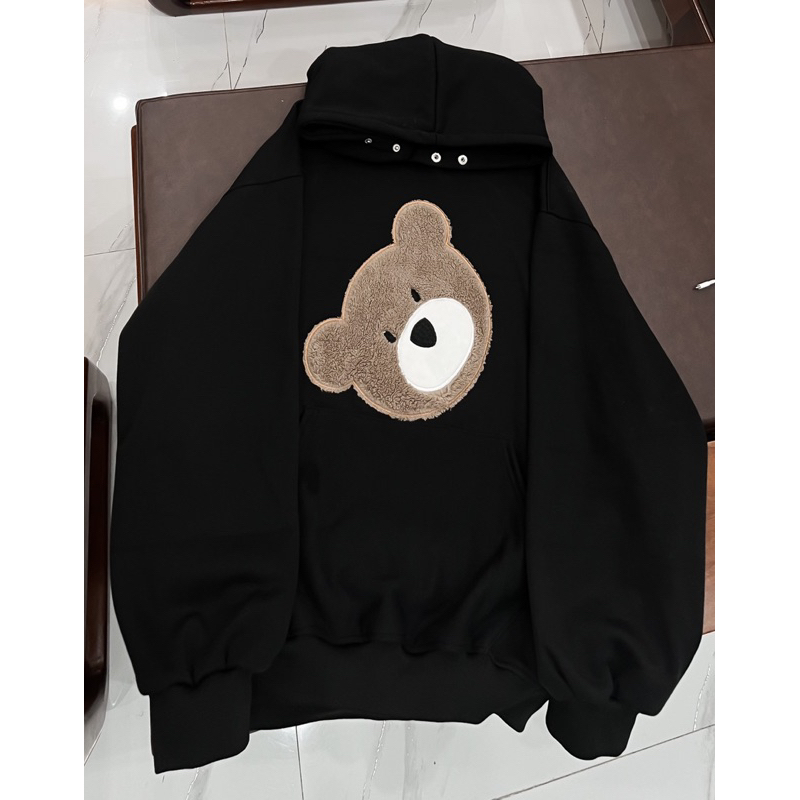 Áo hoodie nam nữ Gấu Lông thêu unisex cặp đôi nỉ ngoại cotton form rộng có mũ xám đen dày oversize DNN | BigBuy360 - bigbuy360.vn