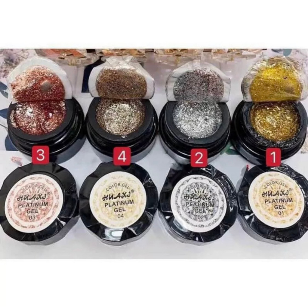 Set gel nhũ kim tuyến HUAXI viền đặc, trang trí móng