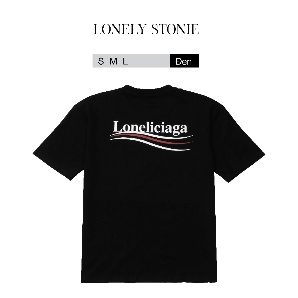 Áo Phông LONELICIAGA Màu ĐEN - Chất Liệu 100% Cotton Form Unisex Dáng Xuông Cho Nam/Nữ