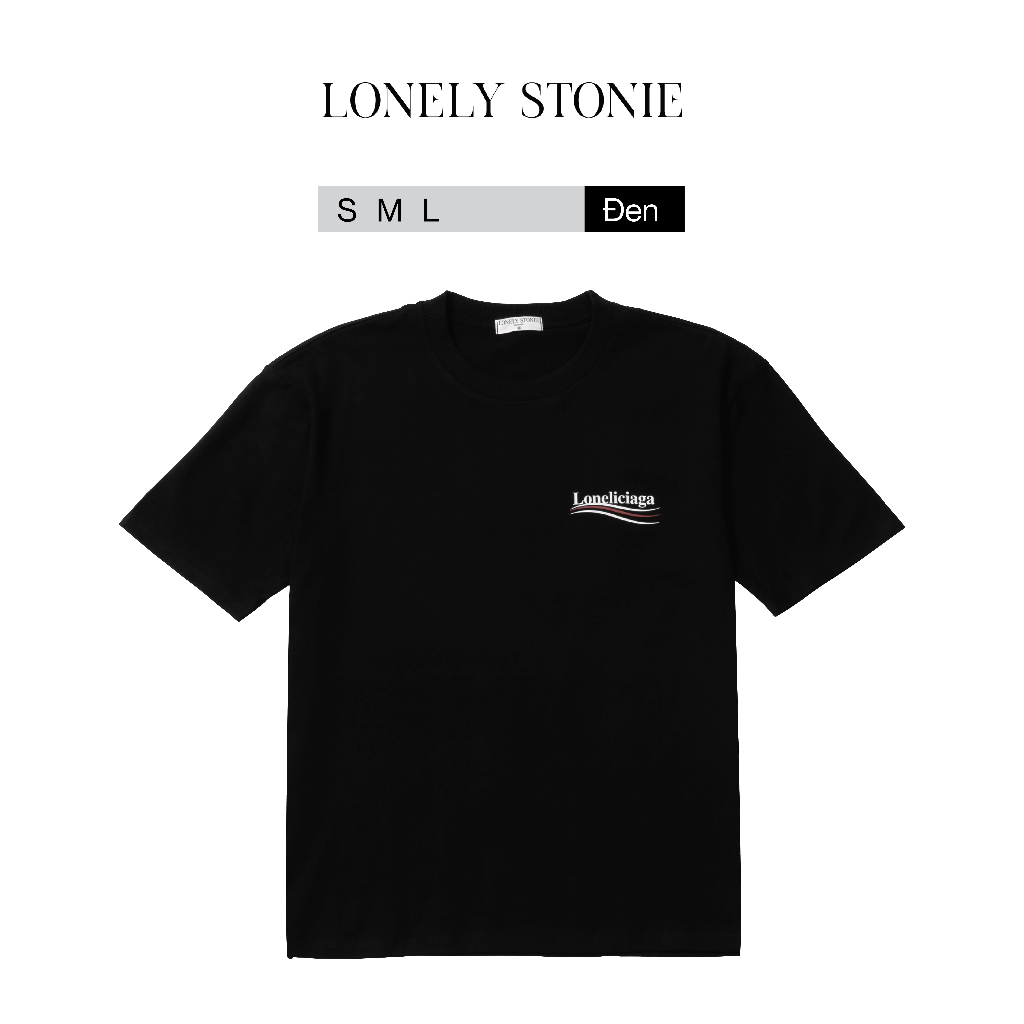 Áo Phông LONELICIAGA Màu ĐEN - Chất Liệu 100% Cotton Form Unisex Dáng Xuông Cho Nam/Nữ