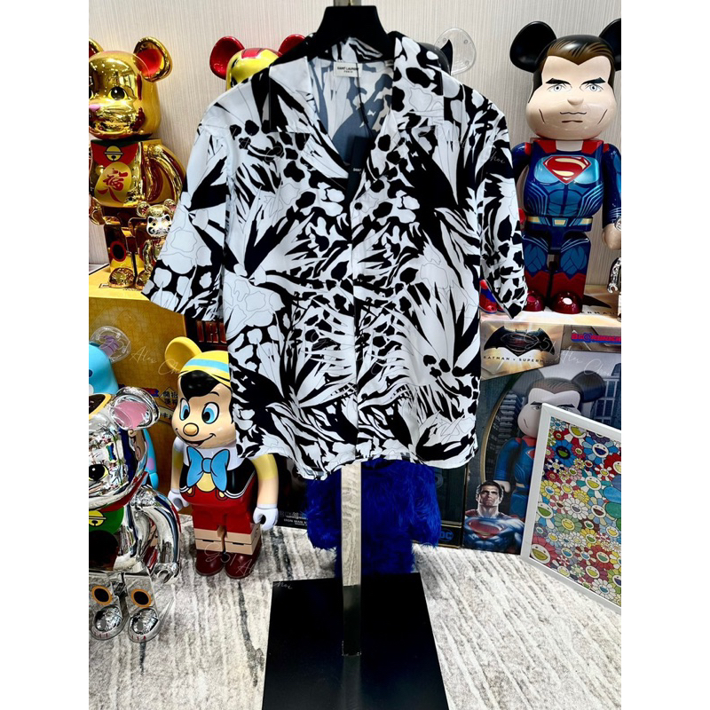 Áo sơ mi cộc lụa - Saint Laurent - YSL Hoạ tiết Andree Anh Bâus Rapviet mùa 3 shirt