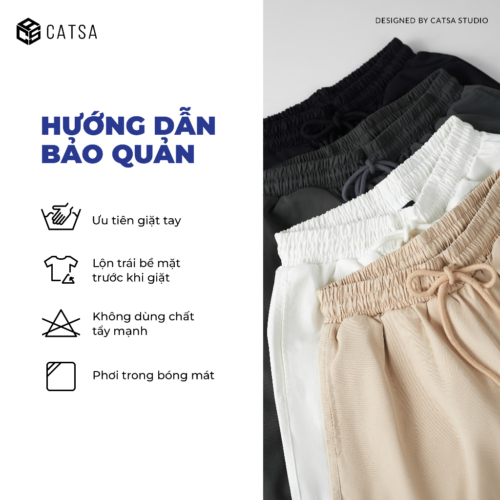 Quần short nam vải dù CATSA form oversize ít nhăn màu sắc trẻ trung nhanh khô QSJ082-083-084-085