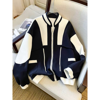 Áo khoác bomber sọc bomber trắng đen cổ polo cá tính