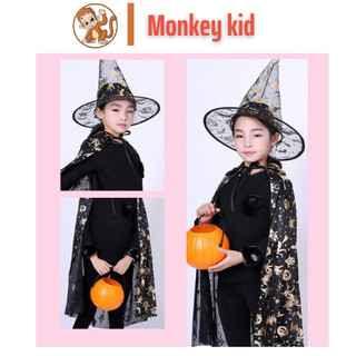 Set 2 món áo choàng và nón hóa trang phù thủy cho bé dịp halloween