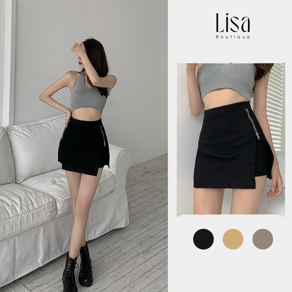 Quần Giả Váy Lisa Boutique Xẻ Tà Kaki Cạp Cao Chất Đẹp Tôn Dáng Sexy Thời Trang Phong Cách Hàn Quốc Dễ Phối Đồ Cv04