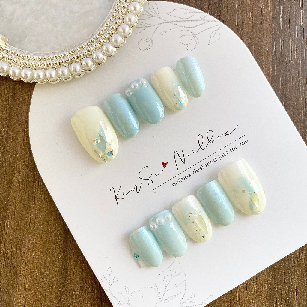 Nailbox xanh tráng gương ẩn xà cừ