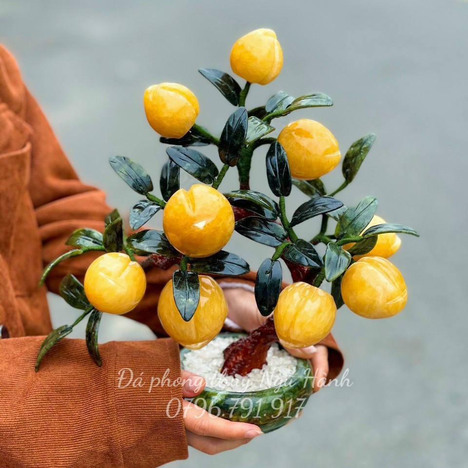 Cây đào đá ngọc hoàng long & đá thach anh hồng đế tròn siêu đẹp - hàng đẹp kiểm định