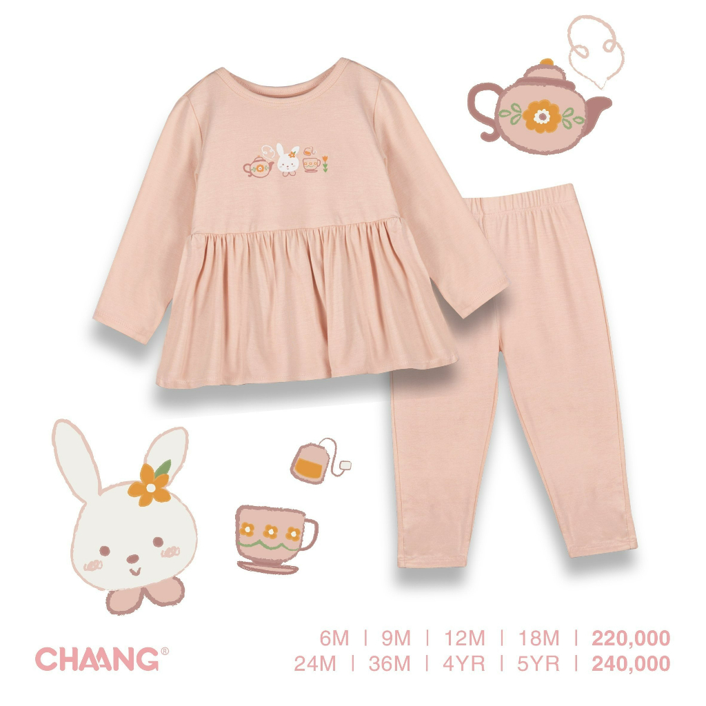 Bộ Dài Tay Babydoll Park Bé Gái CHAANG AW22D10