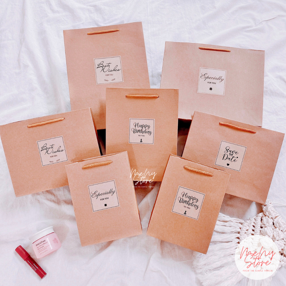 Túi giấy đựng quà tặng Kraft phong cách Vintage có quai xách loại dày nhiều kích cỡ