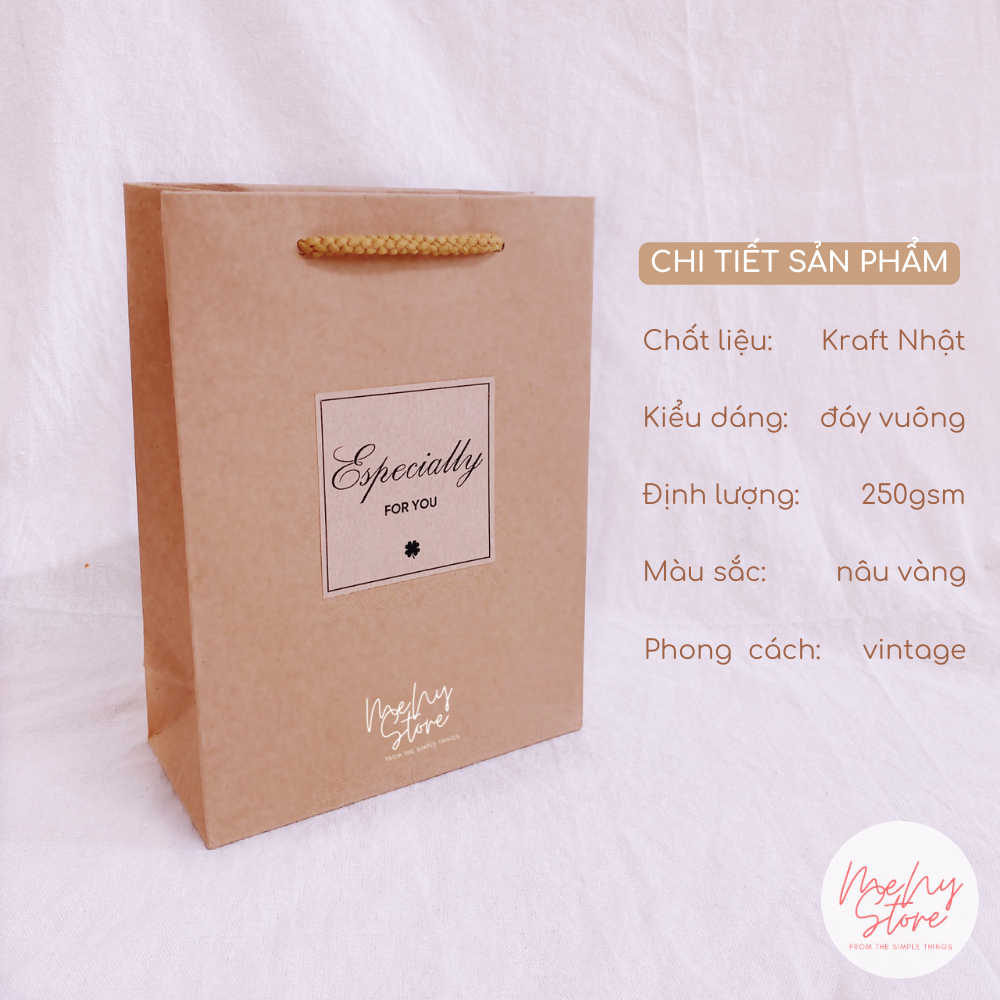 Túi giấy đựng quà tặng Kraft phong cách Vintage có quai xách loại dày nhiều kích cỡ
