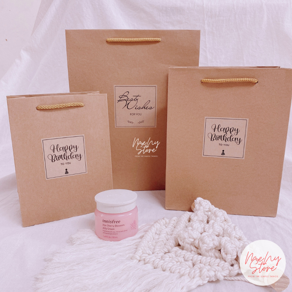 Túi giấy đựng quà tặng Kraft phong cách Vintage có quai xách loại dày nhiều kích cỡ