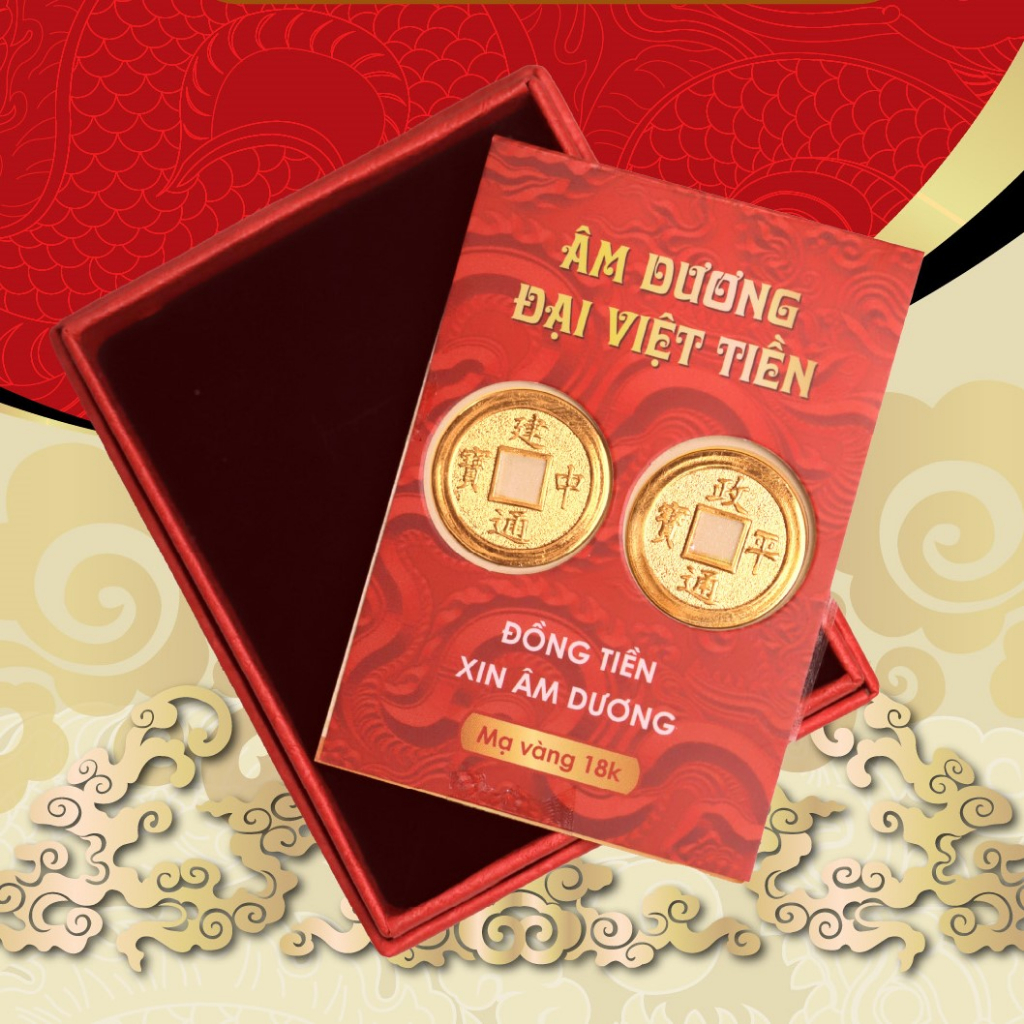 Âm Dương Đại Việt T.iền mạ vàng - Phong Thủy Tam Nguyên - Xu âm dương, đồng xu chiêu tài