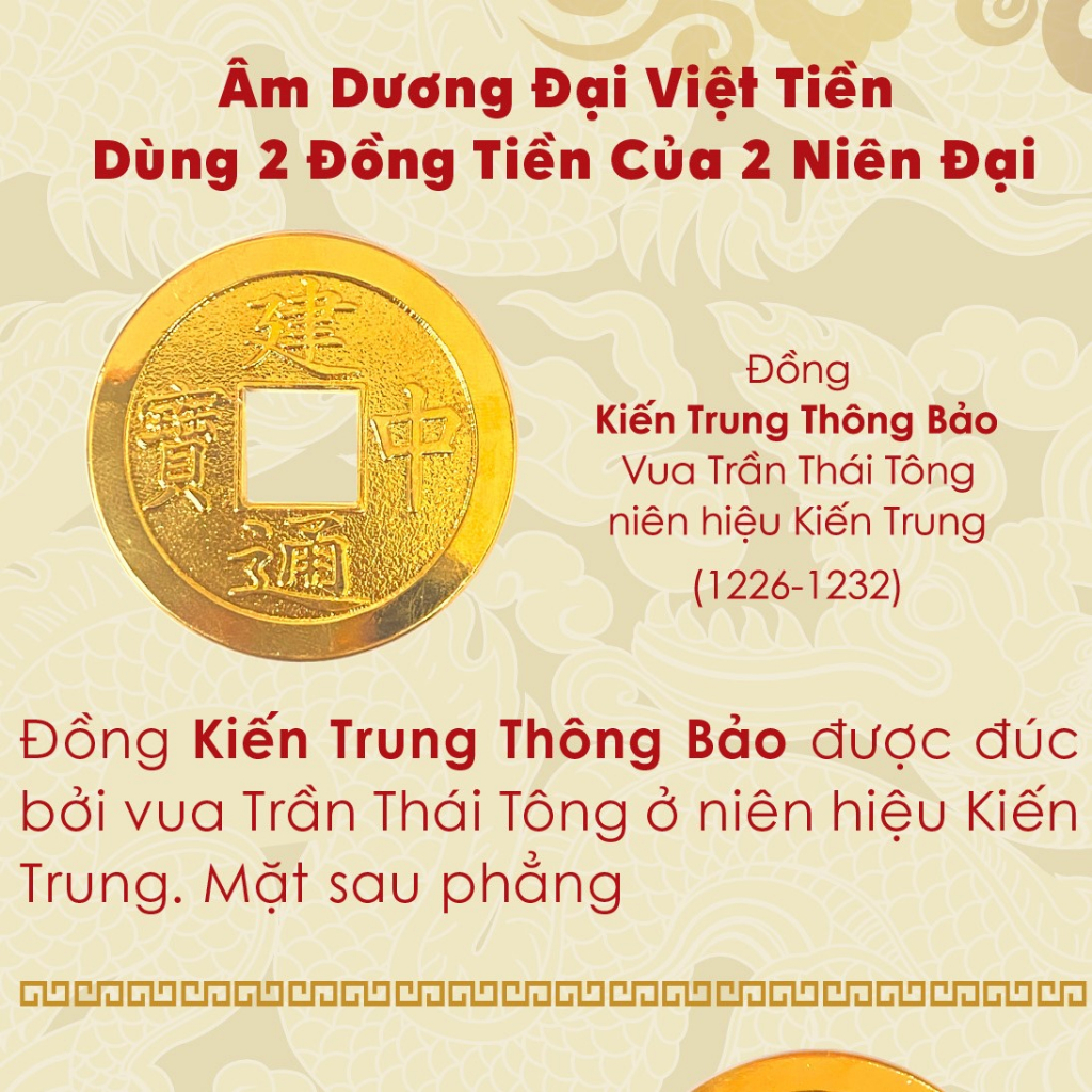 Âm Dương Đại Việt T.iền mạ vàng - Phong Thủy Tam Nguyên - Xu âm dương, đồng xu chiêu tài