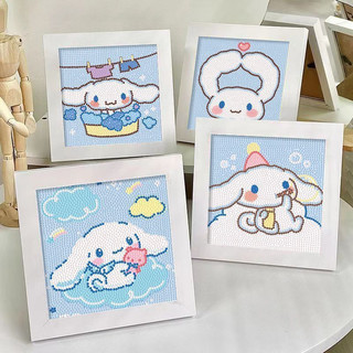 Đính đá tranh , tranh đính đá, đính tranh đá , tranh chó pacha sanrio dễ thương có khung nhựa 15x15cm