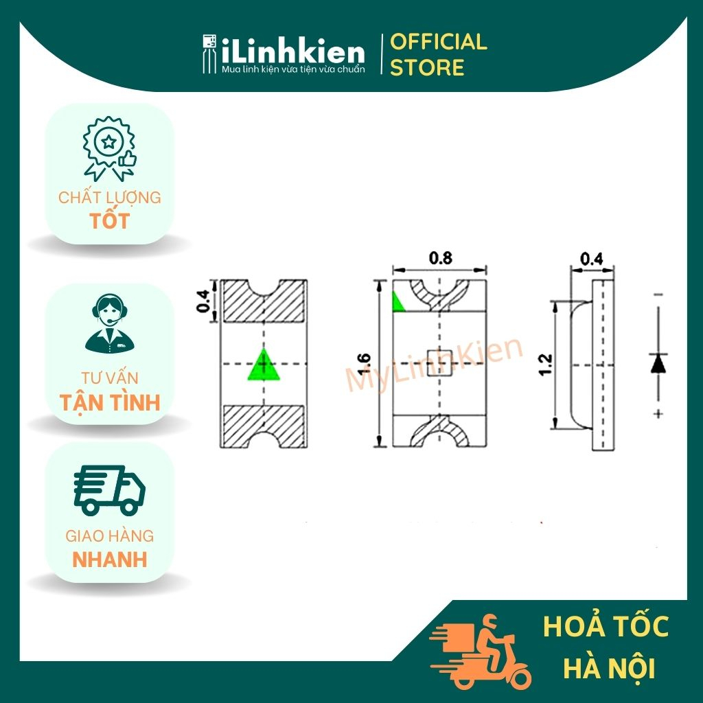 LED dán 0603 màu trắng chất lượng cao túi 10 con