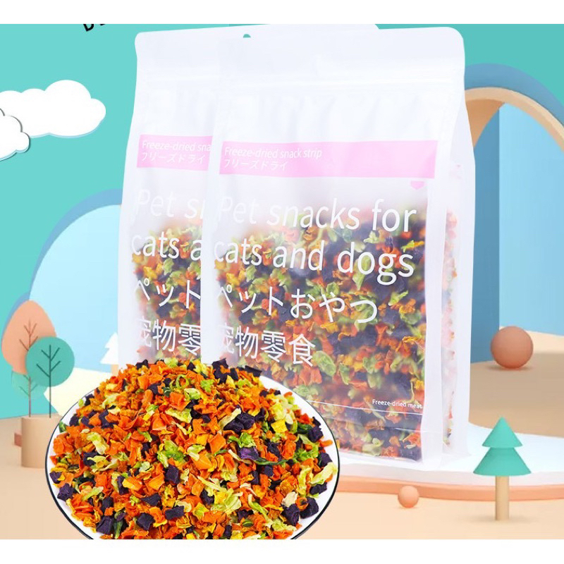 Rau củ quả sấy hỗn hợp cho chó, mèo, hamster túi 600g