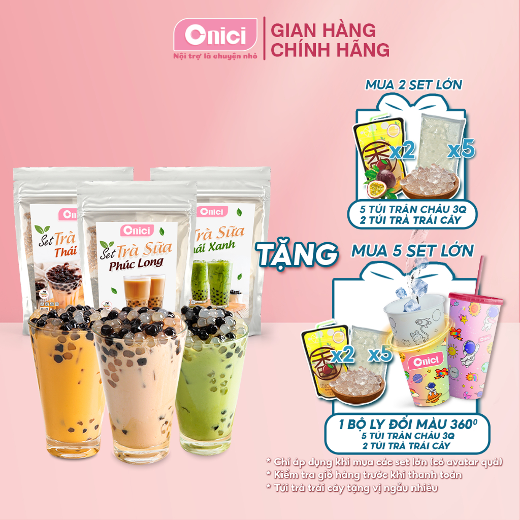 Set nguyên liệu pha trà sữa phúc long thái xanh thái đỏ BẾP CỦA MẸ ONICI thành phẩm 30 35 ly
