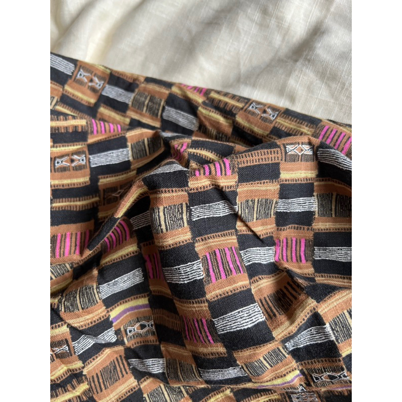 Vải linen gân xô ô vuông gạch phong cách vintage - khổ 1,5m