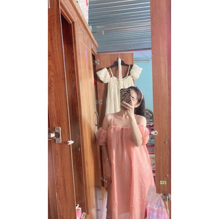 Đầm Tơ Bồng Rớt Vai