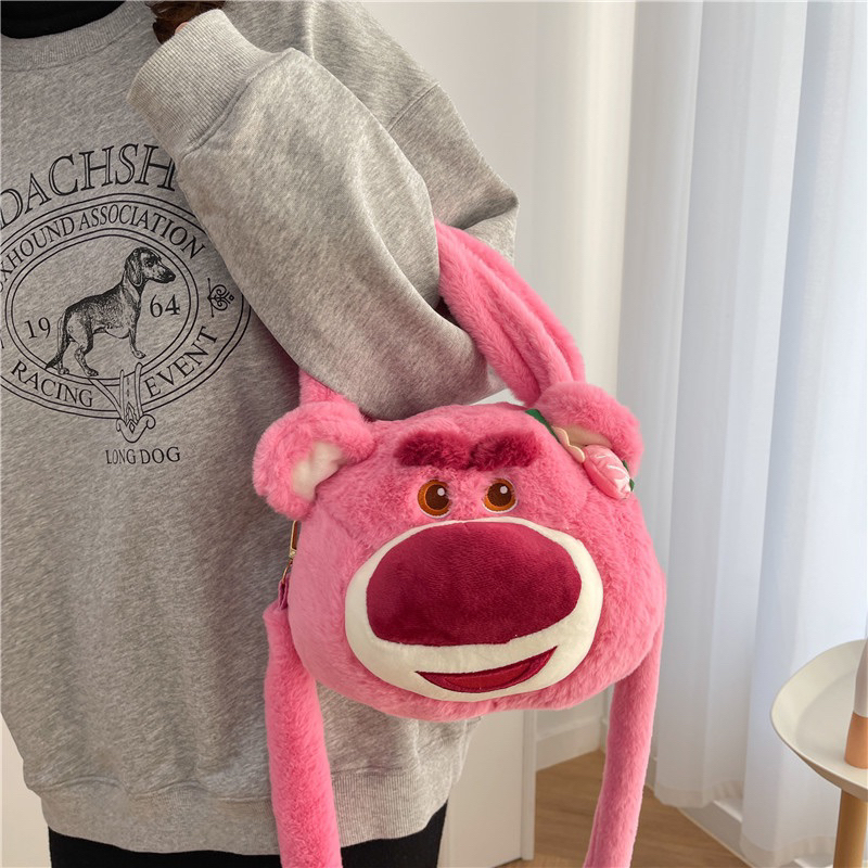 Túi Đeo Vai Mặt Gấu Dâu Lotso Dễ Thương