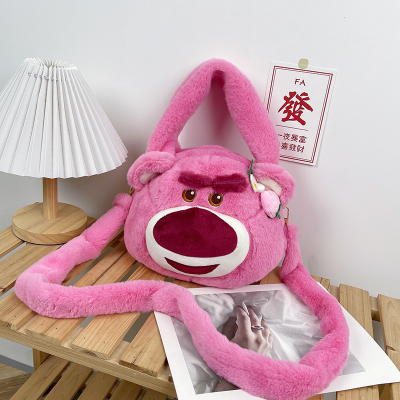 Túi Đeo Vai Mặt Gấu Dâu Lotso Dễ Thương