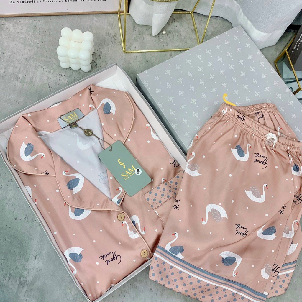 XẢ HÀNG Bộ ngủ lụa pijama Sam luxury