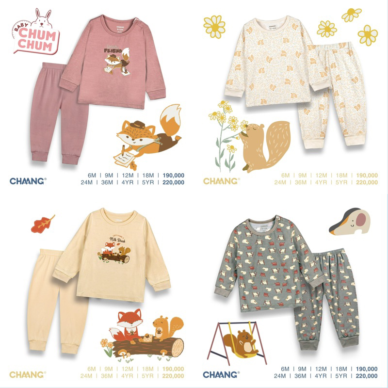 Bộ Quần Áo Dài Cúc Vai Park Cho Bé CHAANG AW22D10
