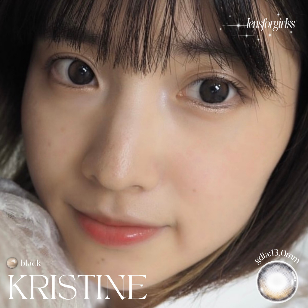 Kính áp tròng nâu đen bóng mắt highlight KRISTINE BLACK - Made in Korea | HSD 3-6 tháng | Lens cận | LENSFORGIRLSS