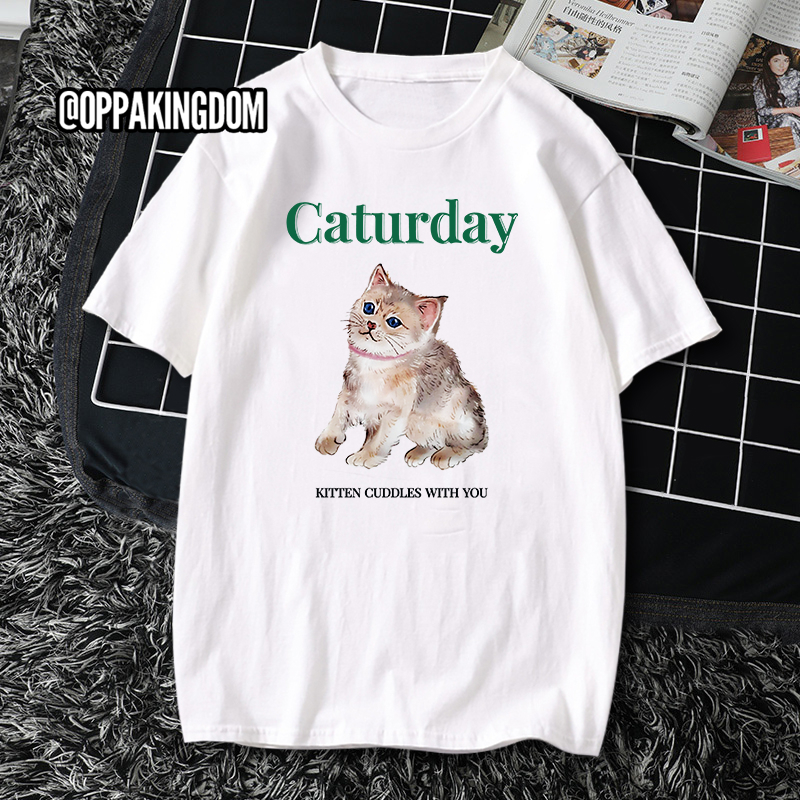 Áo thun trắng Caturday giống FirstKhaotung First Kanaphan, Khaotung Thanawat