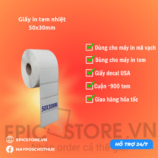 Giấy in tem trà sữa 50x30mm (~800tem/cuộn)