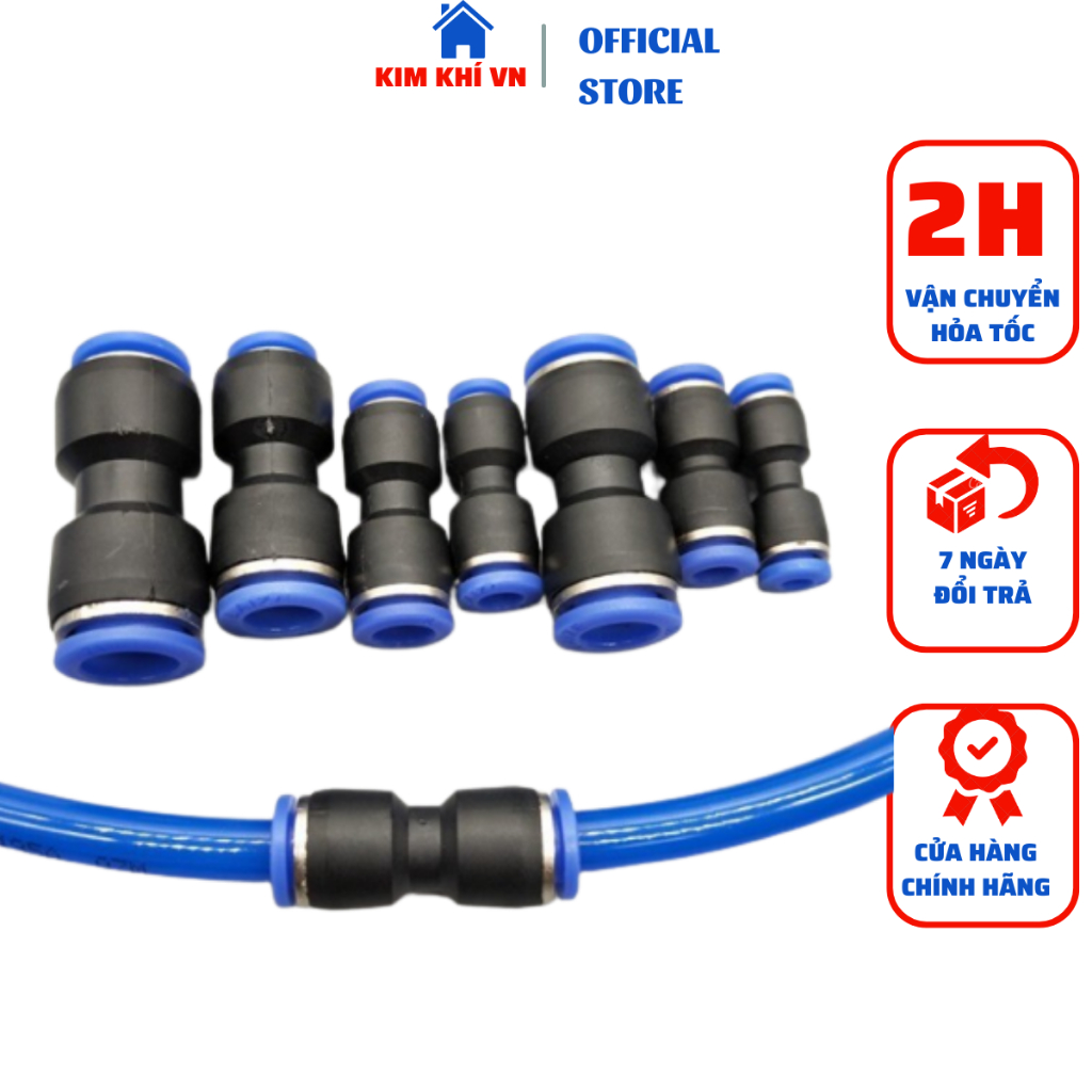 Đầu nối nhanh khí nén PU 6mm, 8mm tiện lợi đa năng