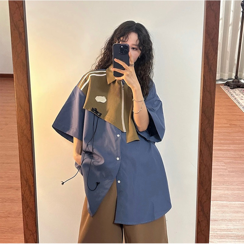 Áo Sơ Mi Dài Tay Kiểu Dáng Unisex Phối Hoạ Tiết Cao Cấp