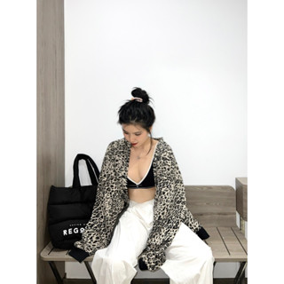 Áo khoác Cardigan da báo, form rộng