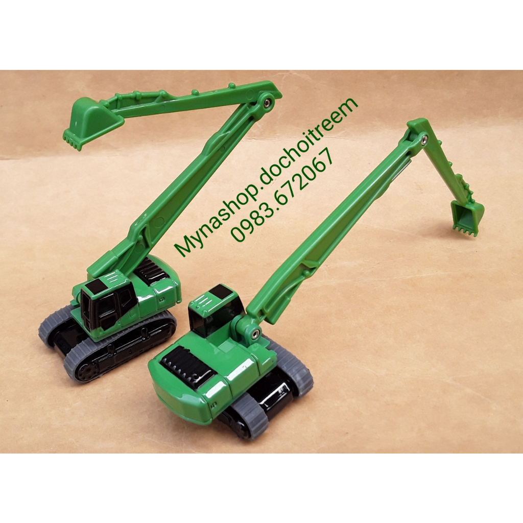 Đồ chơi mô hình tĩnh xe tomica không hộp, xe xúc dài 16cm (xanh lá)