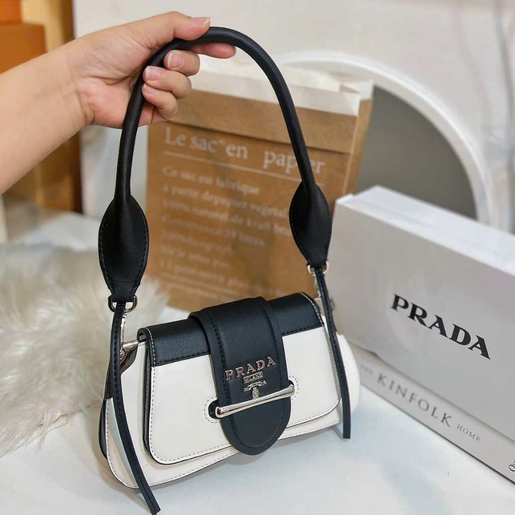 Túi xách nữ túi kẹp nách P.ra vỡ hộp kèm thêm dây đeo chéo ST03