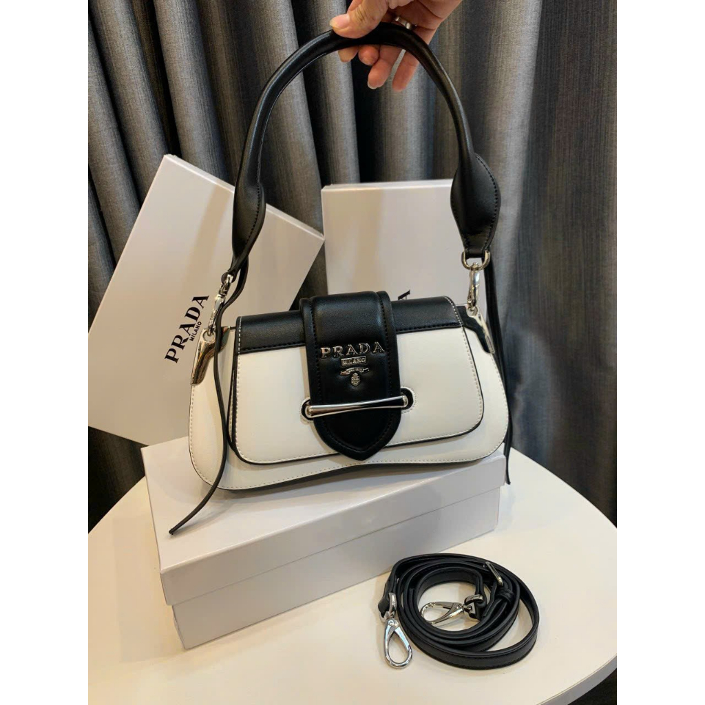 Túi xách nữ túi kẹp nách P.ra vỡ hộp kèm thêm dây đeo chéo ST03