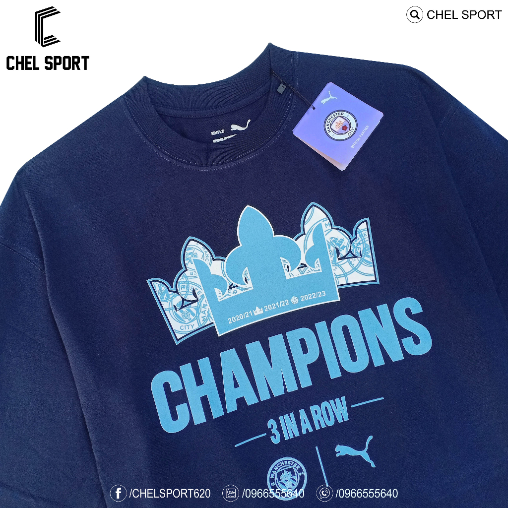 Áo thun MC 3 In A Row EPL 100% cotton