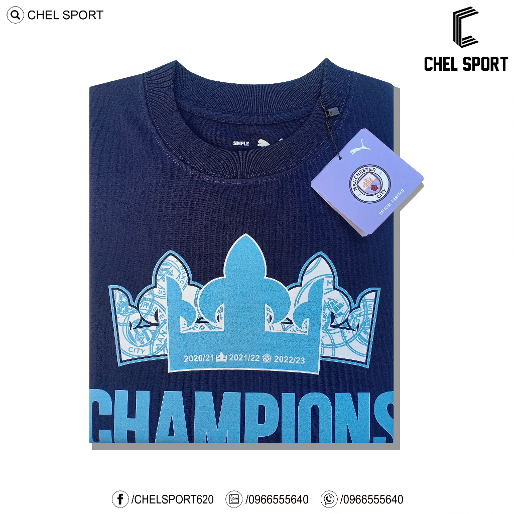 Áo thun MC 3 In A Row EPL 100% cotton