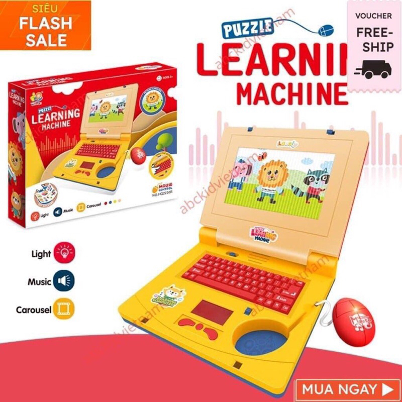 Máy Tính Xách Tay Trẻ Em Chiếu Sáng Phát Âm Nhạc Phiên Bản Tiếng Anh