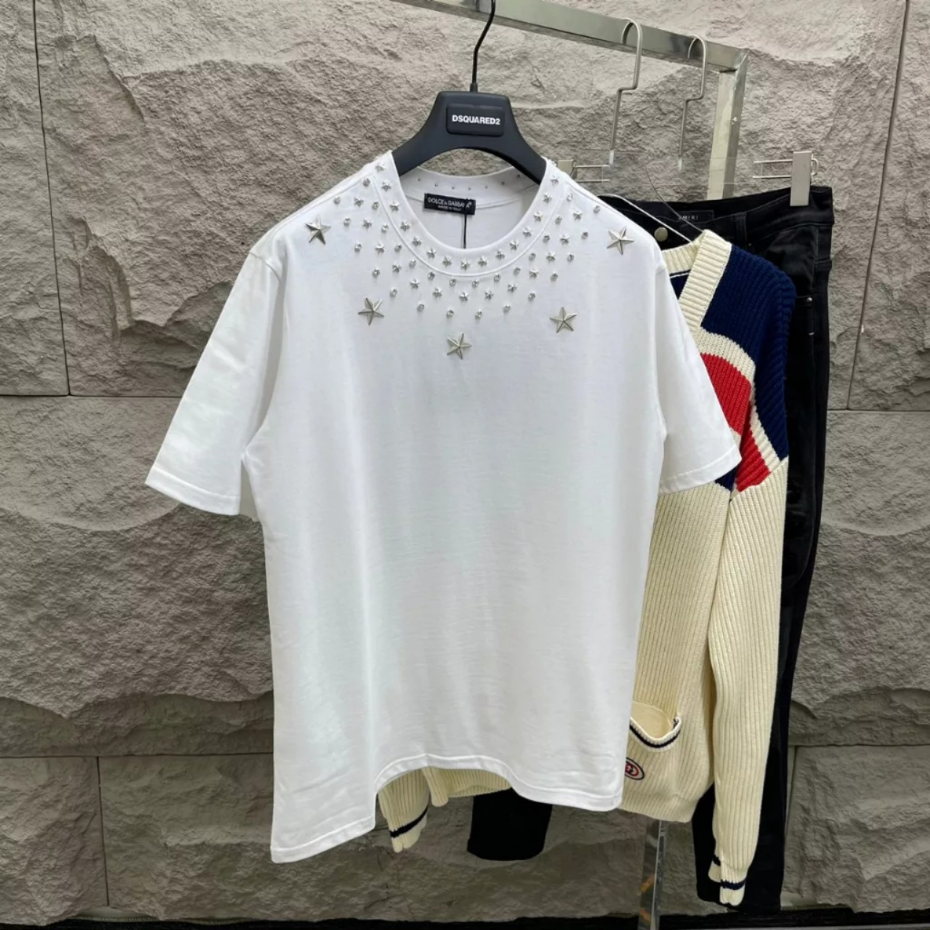 Áo Thun Hoạ Tiết Ngôi Sao Cổ Lấp Lánh , Unisex, Form Rộng, Cotton, Thoáng Mat, Dày Dặn, N359