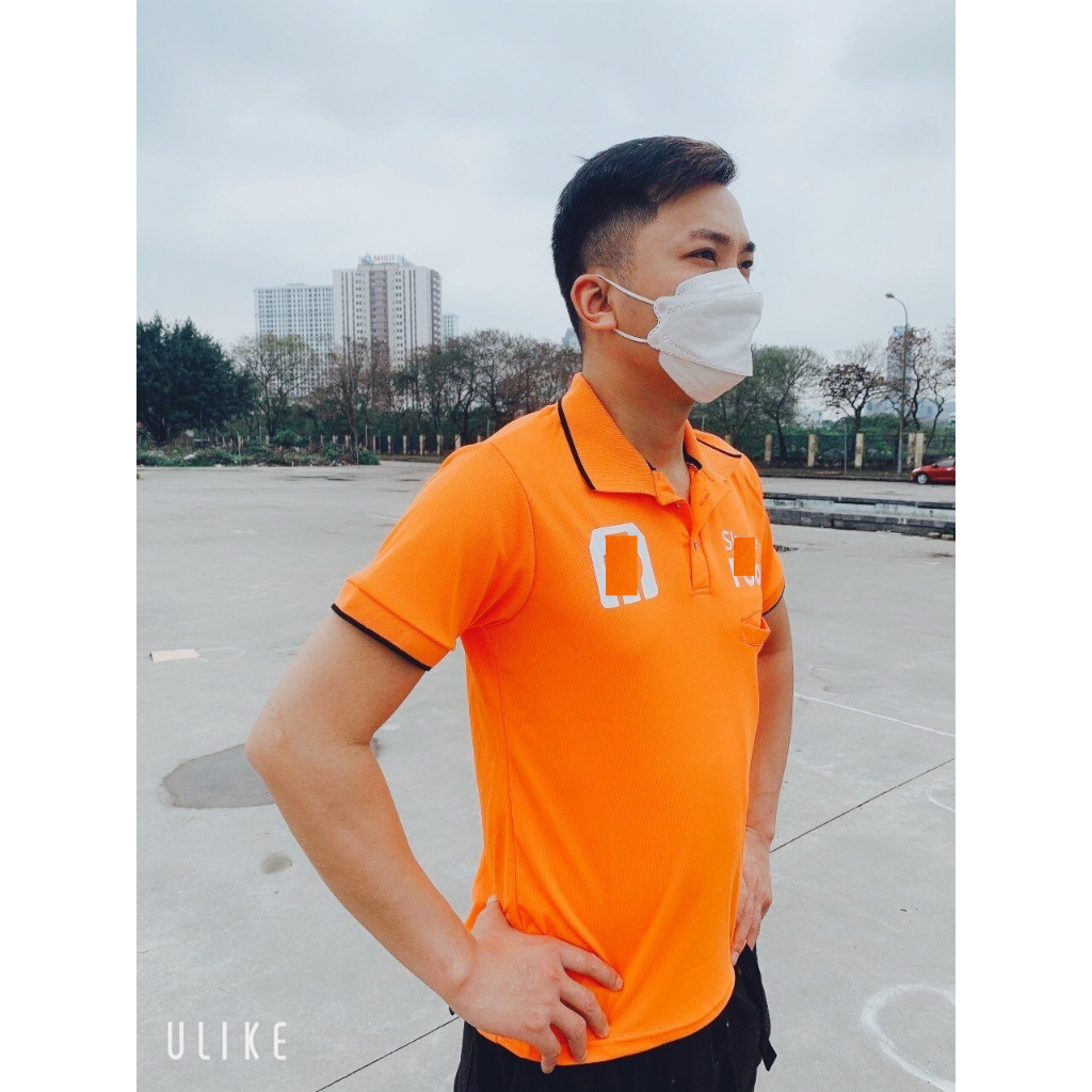 trang phục thun polo cam spf có túi ngực