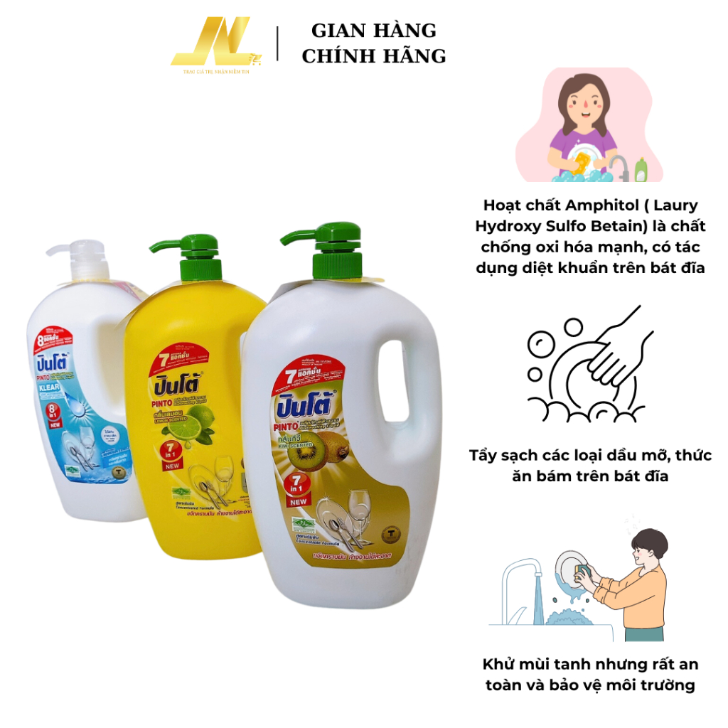 Nước Rửa Chén Diệt Khuẩn Pinto 1800ml