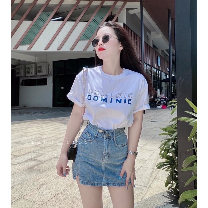 Set Chân Váy Bò Denim Có Lót Trong Và Áo Phông Trắng Lisa Boutique Tôn Dáng Xinh Xắn Chất Jean Dày Dặn Dễ Phối Đồ CV98