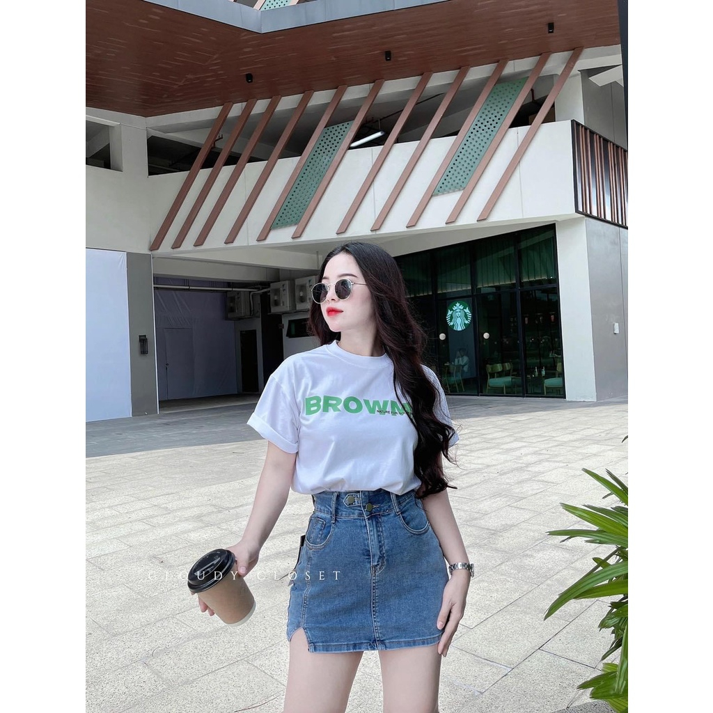 Set Chân Váy Bò Denim Có Lót Trong Và Áo Phông Trắng Lisa Boutique Tôn Dáng Xinh Xắn Chất Jean Dày Dặn Dễ Phối Đồ CV98