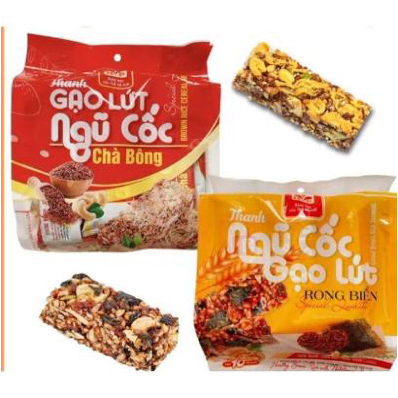Thanh Cơm Gạo Lứt Ngũ Cốc Chà Bông, Rong Biển giàu năng lượng và dinh dưỡng 200g(10 thanh)