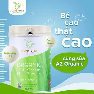 Sữa A2 AwaRua Organic Nguyên kem New Zealand nguồn dinh dưỡng organic cao cấp cho cả gia đình hộp 850g
