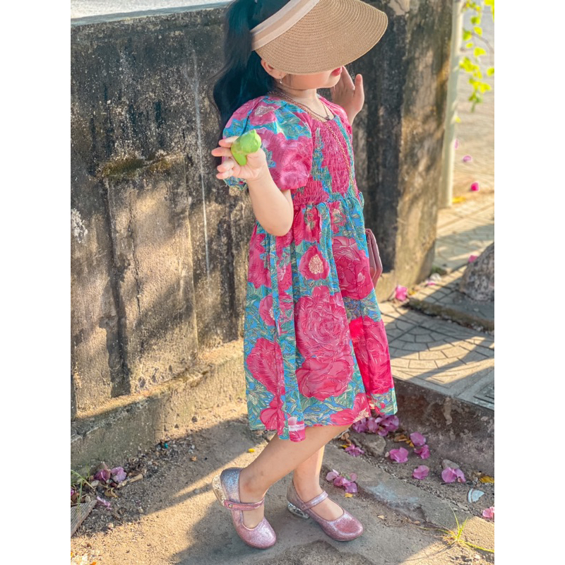 Váy hoa tay bông chất thô cotton siêu đẹp