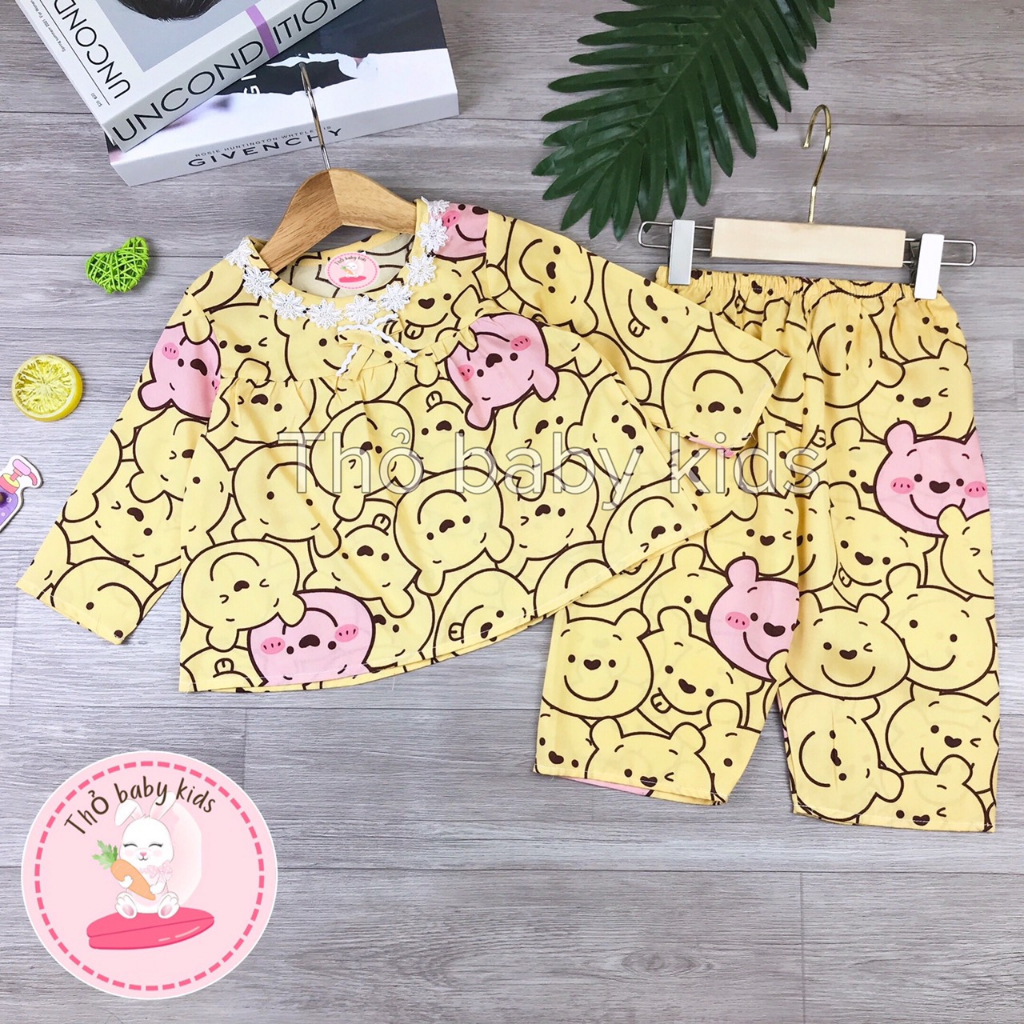 Bộ lanh dài tay quần dài bé gái vải tole,lanh mềm mát, shop thỏ baby kids